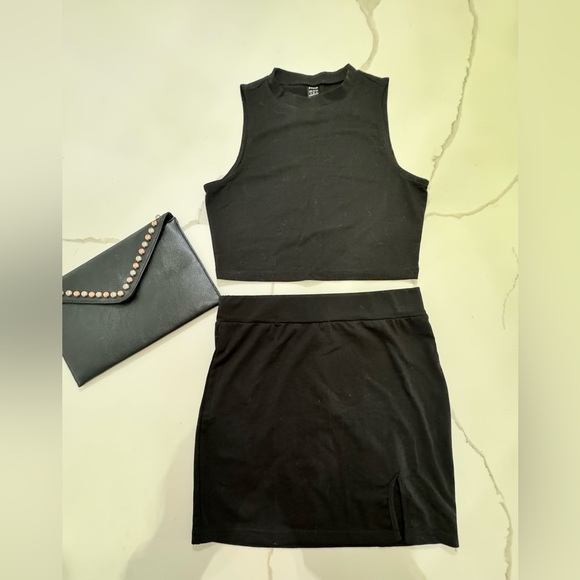 Black Envelope Clutch with Trim and Inside Pocket - Picture 1 of 5